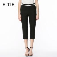 EITIE爱特爱商场同款秋季新款优雅纯色时尚撞色修身七分裤女