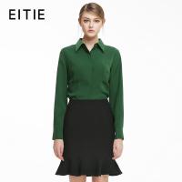 EITIE爱特爱秋装简约修身通勤长袖POLO领衬衫上衣职业女装衬衣