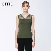 EITIE爱特爱旗舰店女装夏装新款简约蕾丝圆领无袖背心打底上衣女