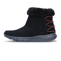 Skechers斯凯奇女鞋冬反毛皮一脚穿保暖短筒雪地靴休闲鞋14404-BKPK
