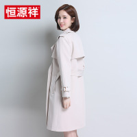 恒源祥2018新款休闲女士风衣中长款纯色上衣修身显瘦外套女春秋