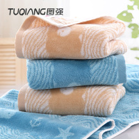 图强纯棉毛巾3条装 成人男女情侣加大加厚卡通柔软舒适洗脸面巾