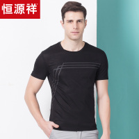 恒源祥中年t恤男短袖2019新款夏季圆领爸爸夏装休闲上衣打底体恤