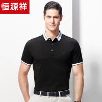 恒源祥中老年爸爸装纯色翻领polo衫2018夏季新款衣服男短袖T恤