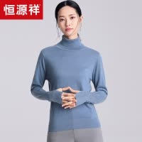 恒源祥高领针织衫女手套袖2019秋冬新款堆堆领纯色打底衫套头毛衣