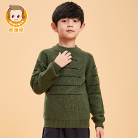 恒源祥男童100%纯羊毛上衣中大童秋冬2018新款男孩长袖套头针织衫
