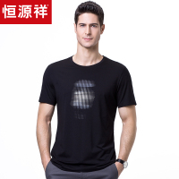 恒源祥圆领短袖T恤男2019夏装新款莫代尔棉短t上衣中年短袖体恤衫