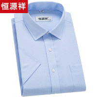 恒源祥男士短袖衬衫薄商务休闲2019夏季免烫格子半袖桑蚕丝衬衣男