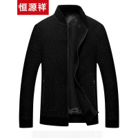 恒源祥毛呢夹克男2018秋冬新款爸爸休闲男装中年保暖羊毛呢子外套