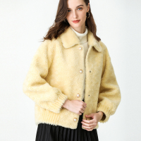 恒源祥颗粒羊剪绒绒感外套女秋冬复合皮毛一体羊羔毛大衣皮夹克