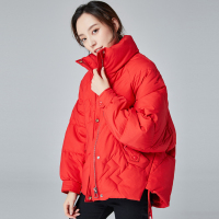 恒源祥羽绒服女款式休闲白鸭绒短外套纯色茧型面包服2019秋冬大衣