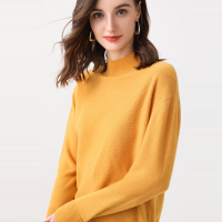 恒源祥纯色羊毛衫女半高领2019秋冬套头正反针提花毛衣长袖针织衫