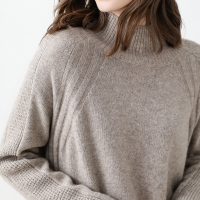 恒源祥牦牛绒保暖厚毛衣女2019秋冬新款前短后长侧开叉针织衫插肩