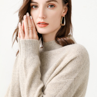 恒源祥牦牛绒针织衫女19秋冬新款保暖厚毛衣半高领套头衫复古亮丝