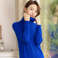 恒源祥2019秋冬季两翻领针织衫女纯色高领套头打底衫羊毛混纺毛衣