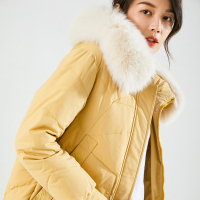 恒源祥羽绒服女2019冬季纯色小清新白鸭绒大衣中长款防寒加厚外套