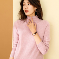 恒源祥高领羊绒衫女秋冬纯色镶钻针织衫2019新款年轻妈妈打底毛衣