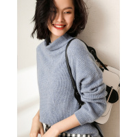 恒源祥秋冬纯羊绒衫女装高领慵懒宽松毛衣外穿针织衫高端厚款上衣