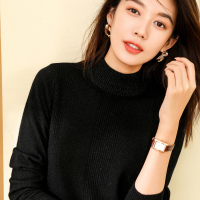 恒源祥羊绒衫女半高领19秋冬金银亮丝针织毛衣套头年轻妈妈打底衫