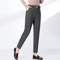 恒源祥小脚九分西装裤女秋冬2019显瘦针织直筒休闲裤子烟管裤厚款