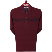 恒源祥男士长袖T恤2019秋季新款中老年翻领T恤衫男休闲大码爸爸装