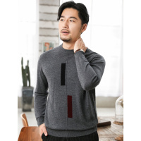 恒源祥羊毛衫男圆领套头保暖针织衫2019秋冬款提花中老年爸爸毛衣