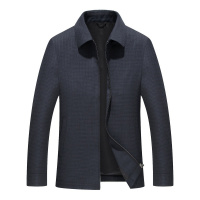 恒源祥中年男士外套2019春秋新款夹克翻领暗纹格子茄克衫爸爸男装