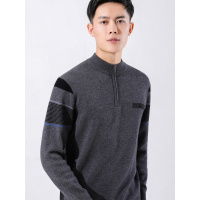恒源祥纯羊毛衫男中年加厚秋冬新款拉链半高领保暖针织衫爸爸毛衣