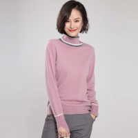 恒源祥羊毛衫女高领毛衣秋冬套头打底针织衫100%羊毛开叉袖毛线衣