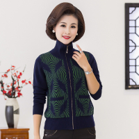 恒源祥羊毛衫女秋冬拉链中老年针织衫开衫妈妈装保暖老年人毛衣女