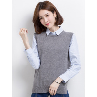 恒源祥女士羊毛衫2019新款纯羊毛无袖圆领毛衣背心纯色马甲针织衫