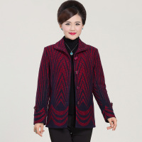 恒源祥中老年女装外套秋冬新款翻领保暖呢大衣50岁妈妈装厚款上衣