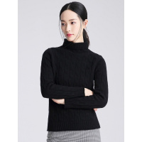 恒源祥新款绞花套头毛衣女 秋冬纯羊毛打底针织衫高领羊毛衫