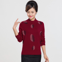 恒源祥中老年毛衣女纯羊毛秋冬半高领打底衫羊毛衫加厚保暖妈妈装