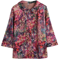 恒源祥中老年女装衬衫春夏新款中袖衬衣50岁大码妈妈装polo领上衣女