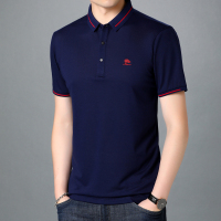 恒源祥短袖T恤男纯色翻领新款体恤中年Polo衫撞色领边休闲夏装