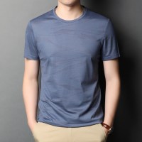 恒源祥圆领暗纹短袖T恤男青年时尚潮流棉短t中年夏季新款打底衫