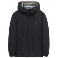 恒源祥连帽短款克男春季新款撞色休闲茄克衫中年时尚外套