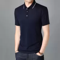 恒源祥夏季桑蚕丝短袖T恤男中年翻领polo衫商务休闲爸爸装半袖
