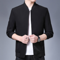 恒源祥外套男春秋新款男士中青年棒球领夹克纯色休闲茄克男
