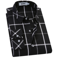 恒源祥长袖衬衫男夏季时尚纯棉格子上衣中年男士爸爸装