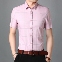 恒源祥短袖衬衫男夏季新款商务休闲半袖纯棉格子上衣时尚衬衣