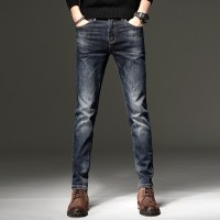 恒源祥牛仔裤男夏季新款男青年休闲修身中腰长裤小脚牛仔长裤