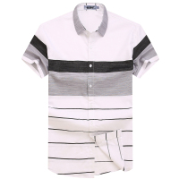 恒源祥短袖衬衫男夏季薄款纯棉半袖条纹休闲衬衫男士半袖衬衣