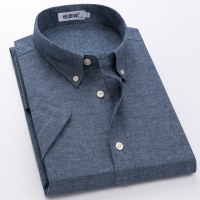 恒源祥短袖衬衫男夏季新款含亚麻棉质男士衬衣薄款休闲衬衫男