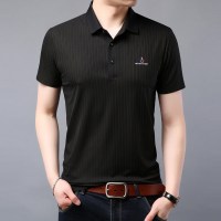 恒源祥男士夏季短袖新款翻领竖条纹Polo衫中年体恤半袖上衣简约潮