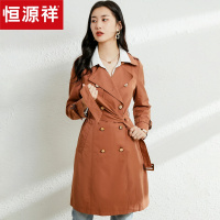 恒源祥风衣女中长款2020秋季新款修身显瘦通勤外套品牌高端大衣女