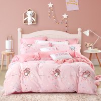水星家纺磨毛全棉纯棉四件套卡通儿童学生宿舍女生被套星语双子星