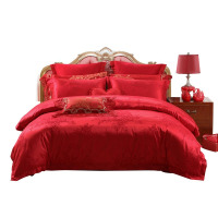 百丽丝家纺 水星出品 婚庆四件套大红色床上用品结婚被套水星家纺出品1.8m床喜缘