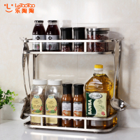 乐陶陶双层不锈钢厨房置物架收纳调味调料架厨具多功能用途洗手间浴室2层用品储物架子壁挂落地